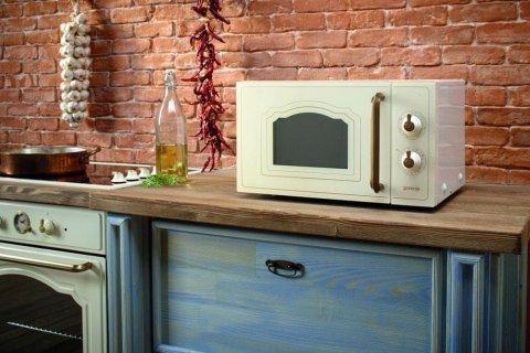Kuchenka Mikrofalowa Gorenje 20L 700W+Grill 360°Stirtech, Styl Retro, Biała