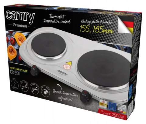 Kuchenka Turystyczna Elektryczna Dwupalnikowa 2500W 5-Stopniowa Regulacja