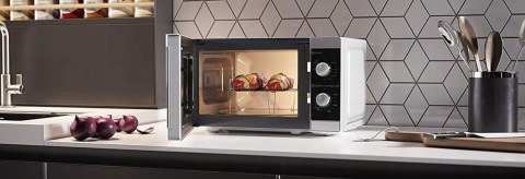 Mikrofalówka Sharp 800W 20L - Szybkie Rozmrażanie, 5 Poziomów, Grill 1000W