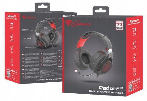 Słuchawki Gamingowe 7.1 Genesis Radon Led 50Mm, Mikrofon, Usb, Pc/Ps4/Ps5