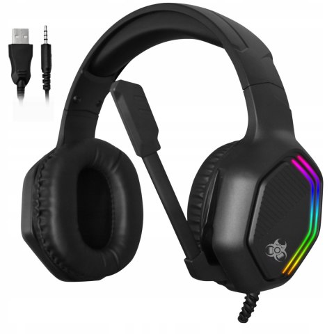 Słuchawki Gamingowe Naszuszne Rgb 40Mm, Przewodowe, Składany Mikrofon Jack