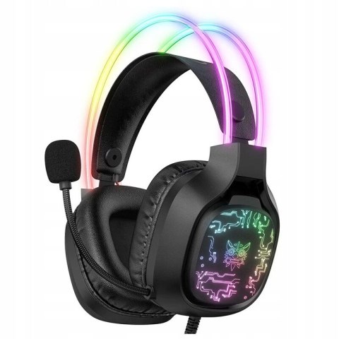 Słuchawki Gamingowe Onikuma Nauszne Z Led Rgb, Mikrofonem, Usb Do Pc Czarne