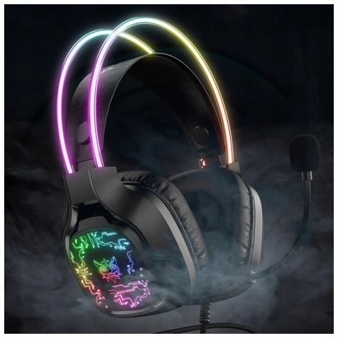 Słuchawki Gamingowe Onikuma Nauszne Z Led Rgb, Mikrofonem, Usb Do Pc Czarne