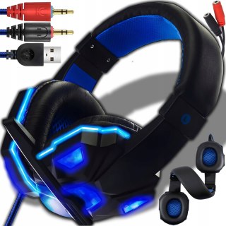 Słuchawki Gamingowe Pc Usb Led Z Ruchomym Mikrofonem Do Gry I Multimediów