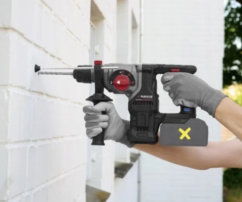AKUMULATOROWA MŁOWIERTARKA UDAROWA PARKSIDE 20V BEZSZCZOTKOWA SDS+ LED