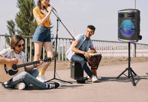 DUŻY GŁOŚNIK BLUETOOTH PARTYBOX 600W USB LED KARAOKE 10-CALOWY SUBWOOFER