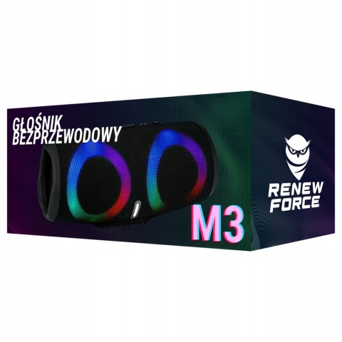 GŁOŚNIK BLUETOOTH 5.1 PRZENOŚNY 2X10W WODOODPORNY RADIO FM USB SD AUX LEDY