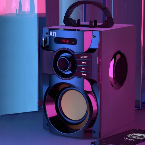 GŁOŚNIK PRZENOŚNY BLUETOOTH 15W 700W PMPO IMPREZOWE BASY, FM/USB/AUX CZARNY