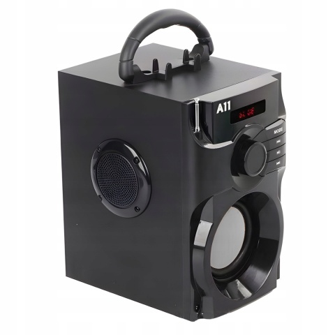 GŁOŚNIK PRZENOŚNY BLUETOOTH 15W 700W PMPO IMPREZOWE BASY, FM/USB/AUX CZARNY