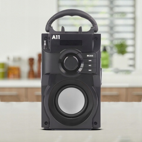 GŁOŚNIK PRZENOŚNY BLUETOOTH 15W 700W PMPO IMPREZOWE BASY, FM/USB/AUX CZARNY