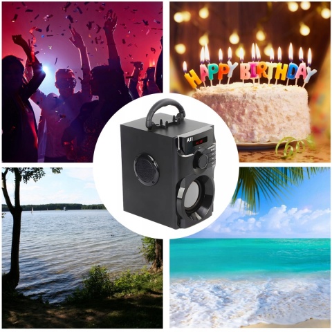 GŁOŚNIK PRZENOŚNY BLUETOOTH 15W 700W PMPO IMPREZOWE BASY, FM/USB/AUX CZARNY