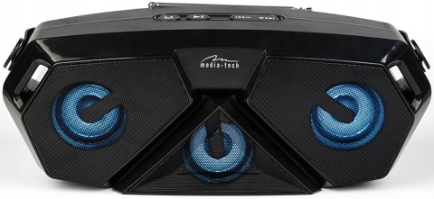 GŁOŚNIK PRZENOŚNY BLUETOOTH MP3 RADIO FM KARAOKE 8W Z RĄCZKĄ I AKUMULATOREM