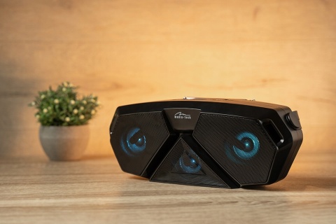 GŁOŚNIK PRZENOŚNY BLUETOOTH MP3 RADIO FM KARAOKE 8W Z RĄCZKĄ I AKUMULATOREM