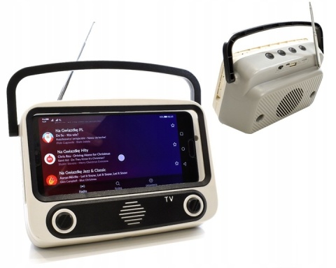 GŁOŚNIK PRZENOŚNY STYL RETRO BEZPRZEWODOWY Z RADIEM, MICROSD, POWERBANK 10W