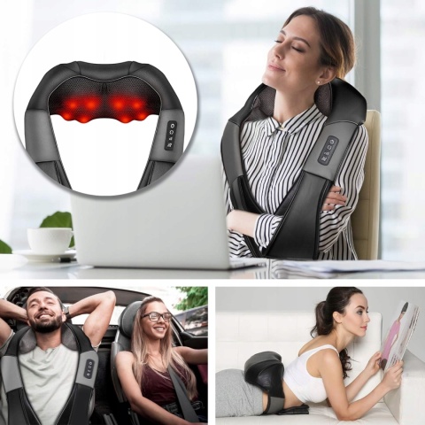 MASAŻER DO SZYI KARKU CIAŁA STÓP PLECÓW SHIATSU PAS MASUJĄCY GRZEJĄCY