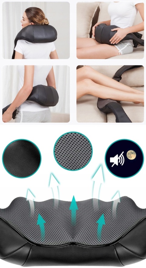 MASAŻER DO SZYI KARKU CIAŁA STÓP PLECÓW SHIATSU PAS MASUJĄCY GRZEJĄCY