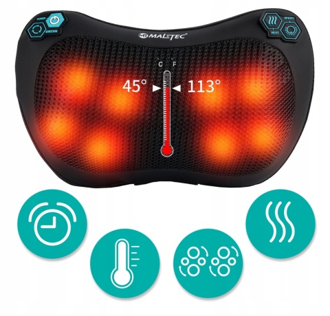 MASAŻER PODUSZKA MASUJĄCA SHIATSU DO PLECÓW KARKU NÓG CIAŁA GRZEJĄCY