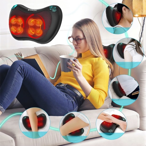 MASAŻER PODUSZKA MASUJĄCA SHIATSU DO PLECÓW KARKU NÓG CIAŁA GRZEJĄCY