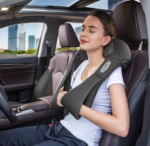 MASAŻER do Szyi Karku Pleców Pas Masujący Podgrzewany Czarny Shiatsu PRO