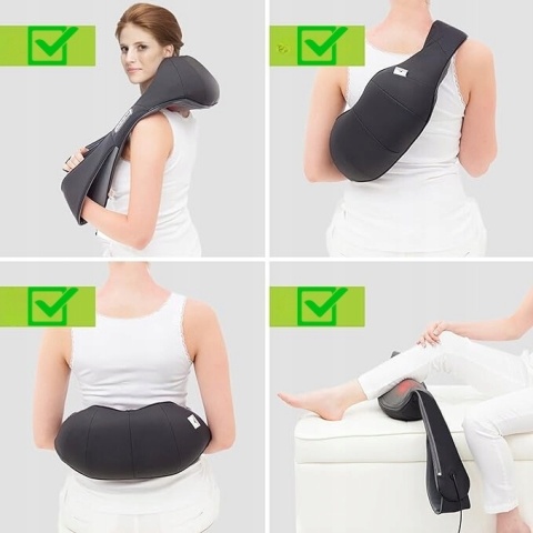 MASAŻER do Szyi Karku Pleców Pas Masujący Podgrzewany Czarny Shiatsu PRO