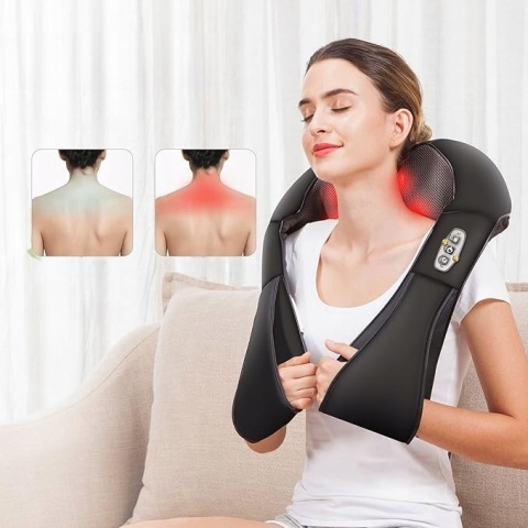 MASAŻER do Szyi Karku Pleców Pas Masujący Podgrzewany Czarny Shiatsu PRO