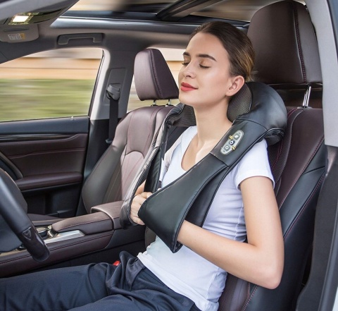 MASAŻER do Szyi Karku Pleców Pas Masujący Podgrzewany Czarny Shiatsu PRO