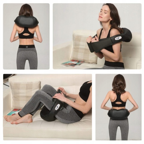 MASAŻER do Szyi Karku Pleców Pas Masujący Podgrzewany Czarny Shiatsu PRO