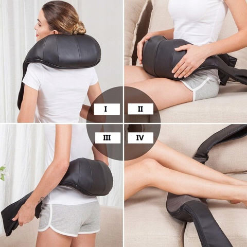 MASAŻER do Szyi Karku Pleców Pas Masujący Podgrzewany Czarny Shiatsu PRO