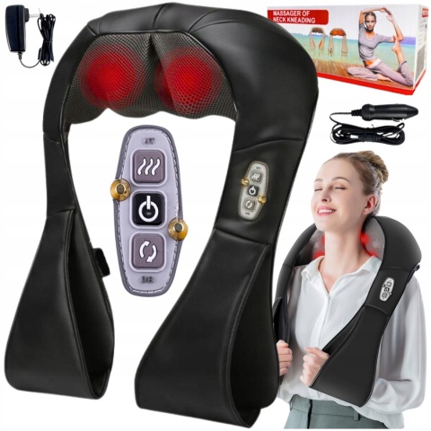 MASAŻER do Szyi Karku Pleców Pas Masujący Podgrzewany Czarny Shiatsu PRO