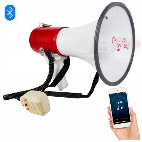 MEGAFON AKUMULATOROWY 50W DNA MEGA 2 USB BT MICRO SD SYRENA, ZASIĘG 400M