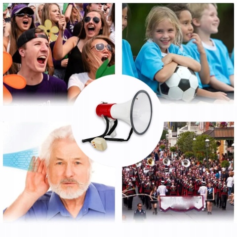 MEGAFON AKUMULATOROWY 50W DNA MEGA 2 USB BT MICRO SD SYRENA, ZASIĘG 400M