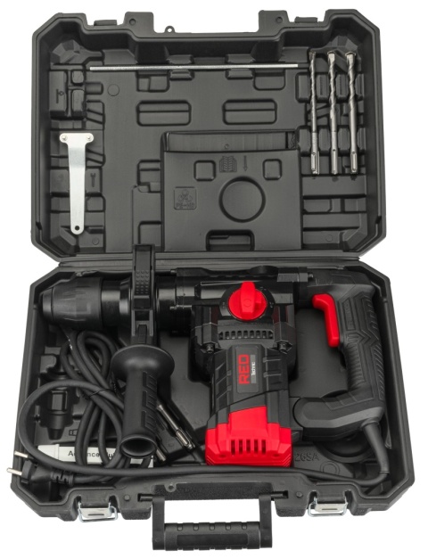 MŁOT UDAROWY SDS+ 2200W 6J ANTYWIBRACYJNY, WALIZKA WIERTŁA 8/10/12 MM DŁUTA