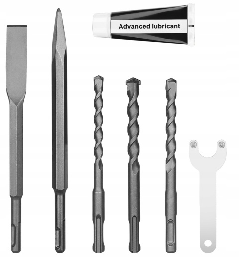 MŁOT UDAROWY SDS+ DEKO INDUSTRIAL 6J 1500W - WALIZKA, 3 WIERTŁA, DŁUTA