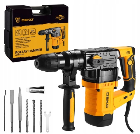 MŁOT UDAROWY SDS+ DEKO INDUSTRIAL 6J 1500W - WALIZKA, 3 WIERTŁA, DŁUTA