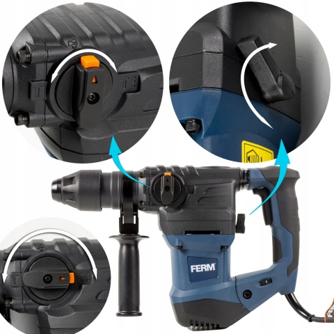 MŁOTOWIERTARKA UDAROWA FERM 1500W 6J SDS+ 4 TRYBY PRACY DO CIĘŻKICH ROBOTÓW