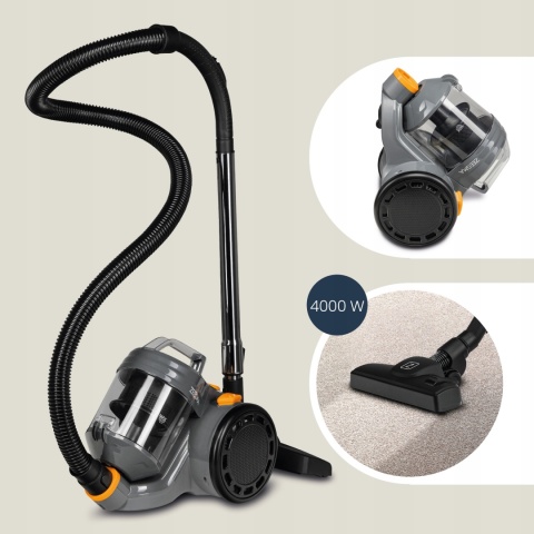 Odkurzacz BEZWORKOWY Cyklonowy 4000W klasa A Hepa Kompaktowy i Cichy Zeegma