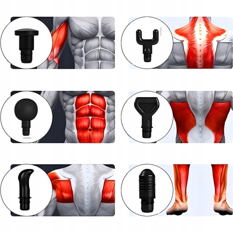 PISTOLET DO MASAŻU MASAŻER DO PLECÓW CIAŁA MASSAGE GUN MX PRO + 8 GŁOWIC