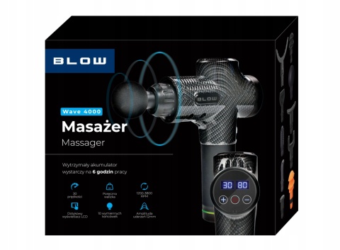 PISTOLET DO MASAŻU PLECÓW CIAŁA STÓP MASAŻER MASSAGE GUN 10 KOŃCÓWEK ZESTAW