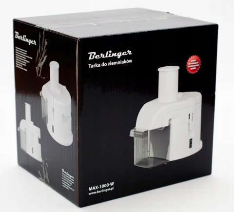 PROFESJONALNA TARKA DO ZIEMNIAKÓW BERLINGER 4W1 400W 1,3L MISA 80KG/H BIAŁA