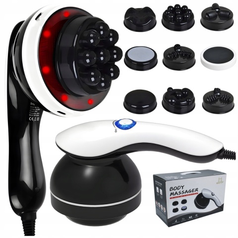 PROFESJONALNY PISTOLET DO MASAŻU WYSZCZUPLAJĄCY ANTYCELLULITOWY MASAŻER 9w1