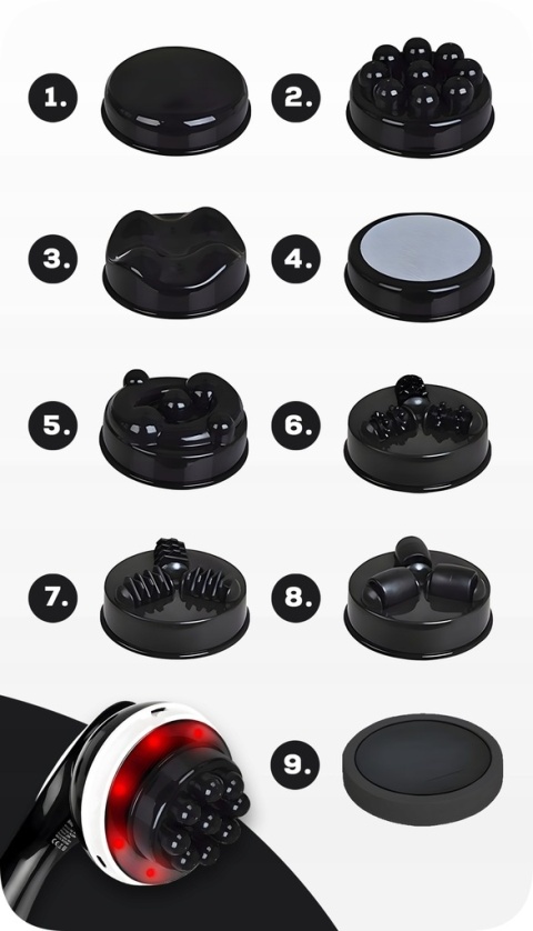 PROFESJONALNY PISTOLET DO MASAŻU WYSZCZUPLAJĄCY ANTYCELLULITOWY MASAŻER 9w1