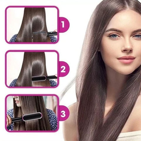 PROSTOWNICA 45W Z JONAMI UJEMNYMI, GRZEBIEŃ I SZCZOTKA DO STYLIZACJI WŁOSÓW