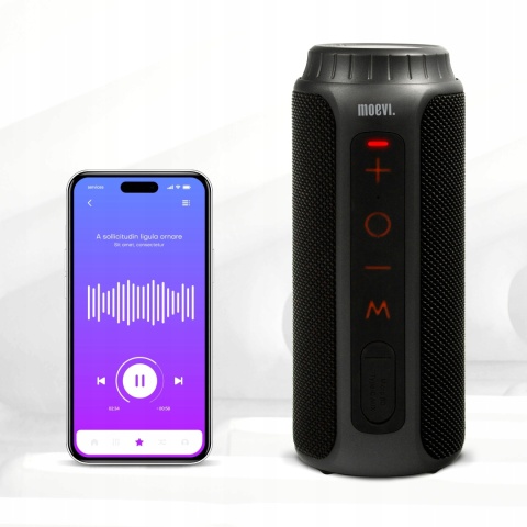 PRZENOŚNY GŁOŚNIK BLUETOOTH 5.0 20W IPX7 TWS SD USB AUX MOCNY BASS CZARNY