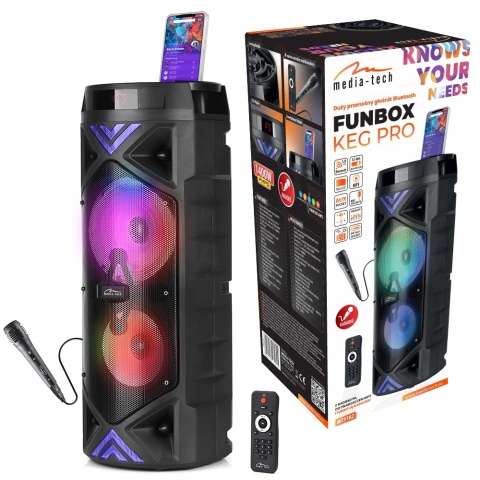 PRZENOŚNY GŁOŚNIK BLUETOOTH 5.0 FUNBOX KEG PRO 50W RMS KARAOKE MP3 RADIO FM