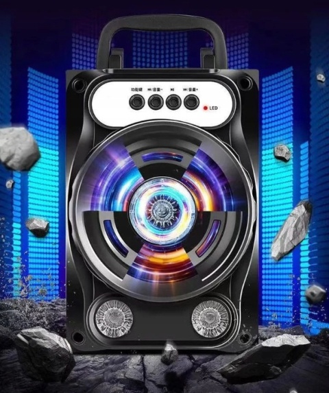 PRZENOŚNY GŁOŚNIK BLUETOOTH LED RGB MP3/FM USB/TF/AUX - STACJA ROZRYWKI