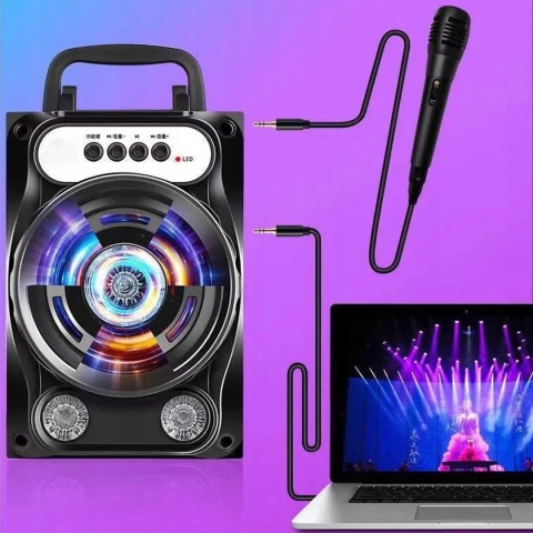 PRZENOŚNY GŁOŚNIK BLUETOOTH LED RGB MP3/FM USB/TF/AUX - STACJA ROZRYWKI