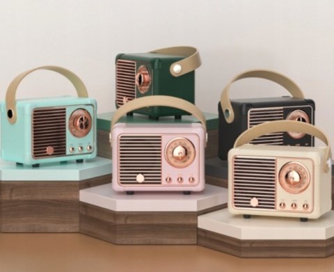 PRZENOŚNY GŁOŚNIK BLUETOOTH W STYLU RETRO VINTAGE 3W Z DŹWIĘKIEM I BASAMI