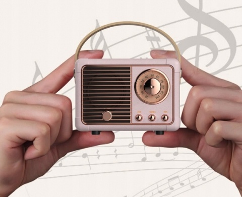 PRZENOŚNY GŁOŚNIK BLUETOOTH W STYLU RETRO VINTAGE 3W Z DŹWIĘKIEM I BASAMI