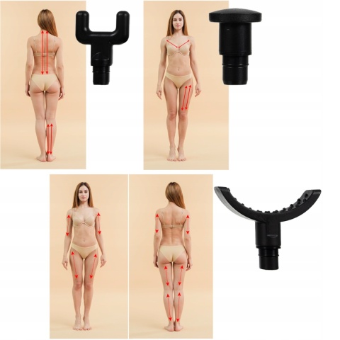 Pistolet do Masażu Masażer Ciała Pleców 8 Końcówek Zestaw Lekki Gun Massage