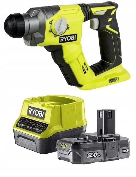 RYOBI MŁOTOWIERTARKA UDAROWA 18V SDS+ DO BETONU, 4 TRYBY, DŁUTOWANIA LED